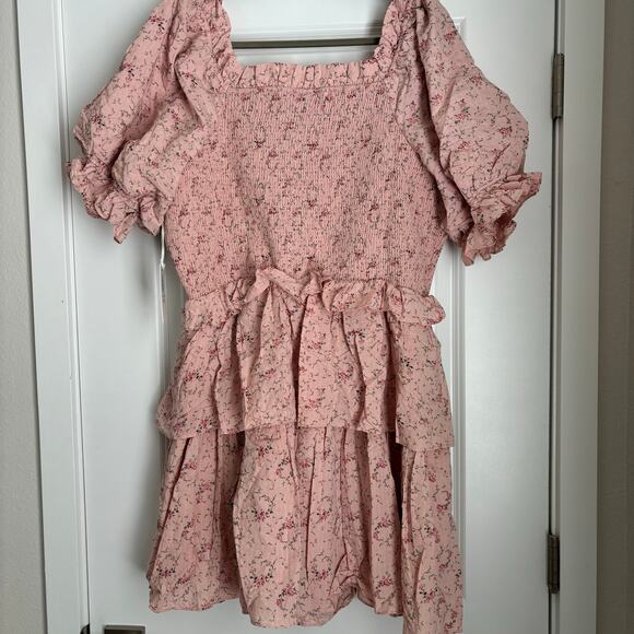 Hyacinth House Smocked Pink Floral Marie Mini Dress Size XXL NWT Cottagecore - Picture 3 of 7
